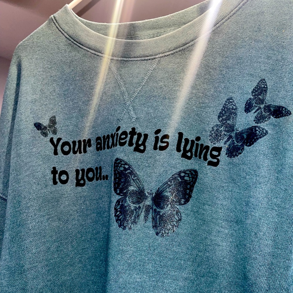 Custom long sleeve, oversized sweatshirt like material.